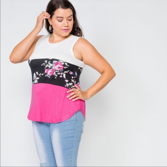 Women’s Plus size sleeveless rose top 1X - Picture 3 of 4